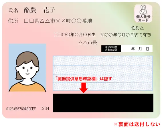 マイナンバーカードのマスキング例